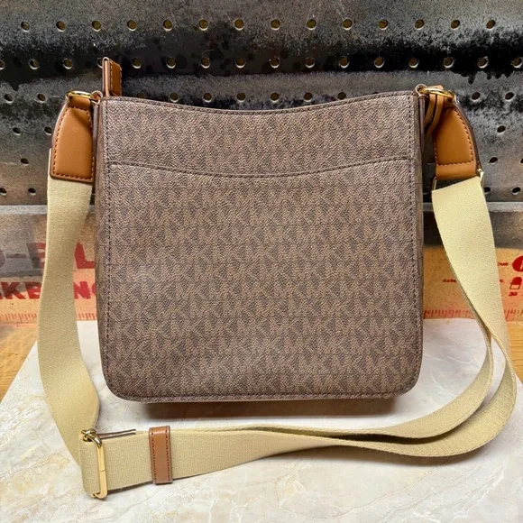 Michael Kors Brown Signature Logo Crossbody with Beige Strap - Picture 2 of 6